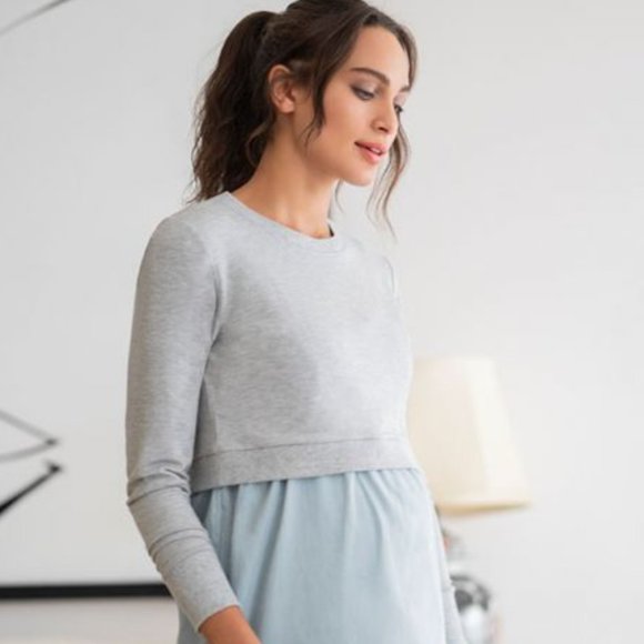 Seraphine Dresses & Skirts - Seraphine Cotton Maternity & Nursing Dress with Sweatshirt Top Size 6